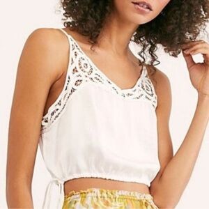 Free People XS White Lace Trim Top